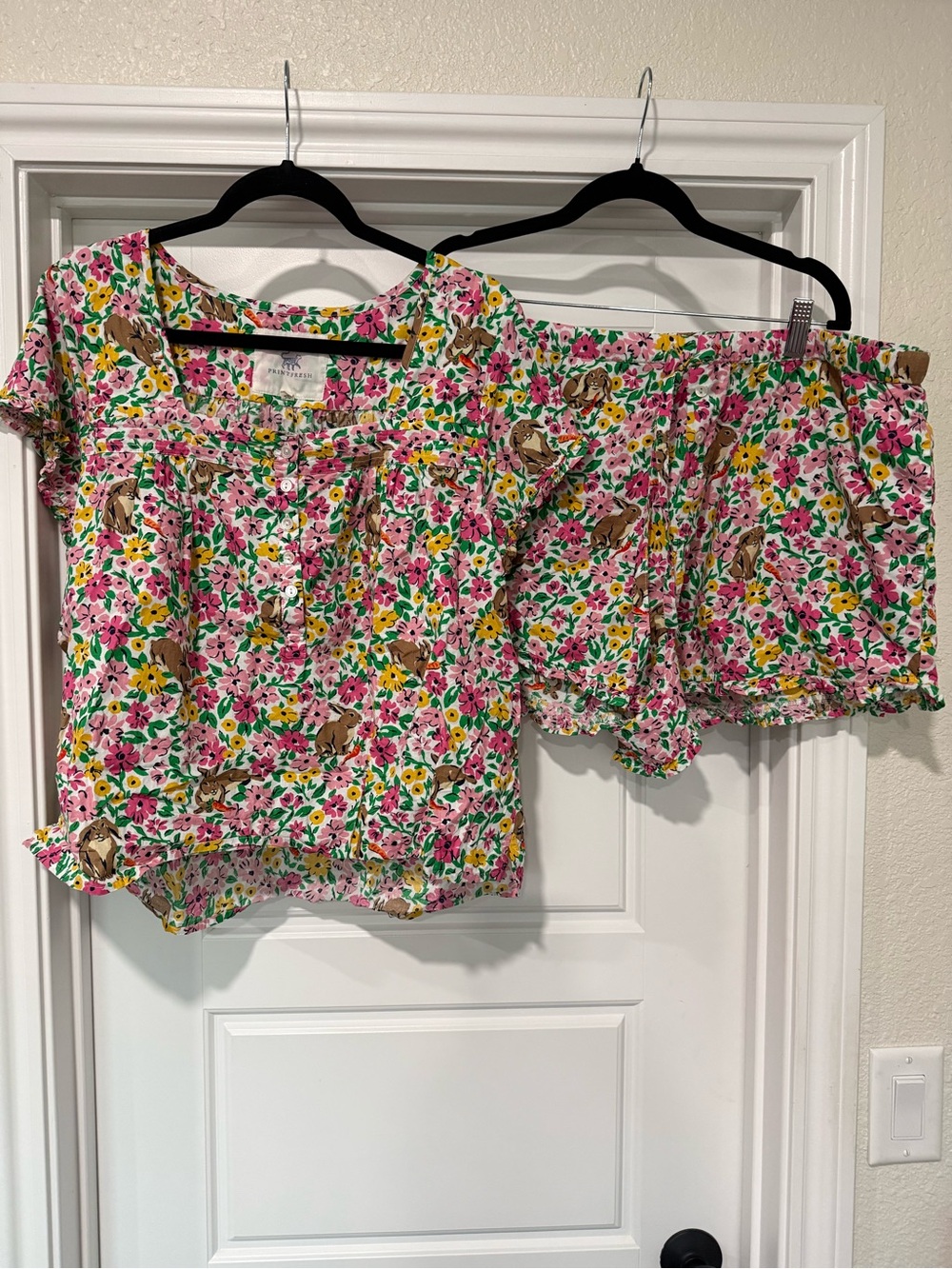 Printfresh Bunny Tail Spring Meadow pajamas, size extra large